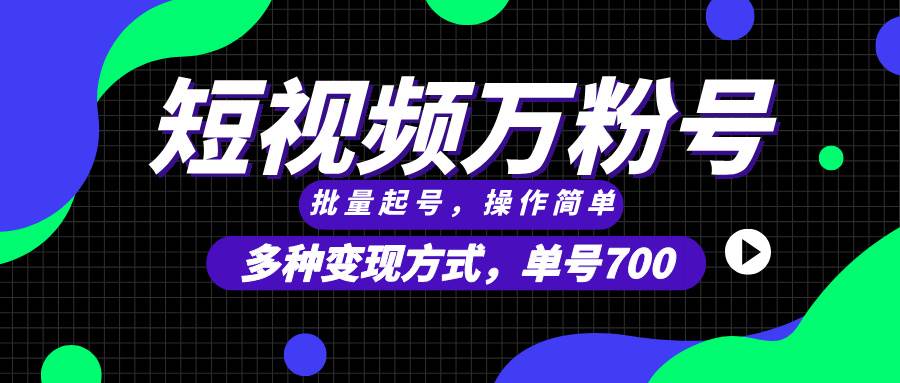 短视频快速涨粉，批量起号，单号700，多种变现途径，可无限扩大来做。-舜爸的藏宝库