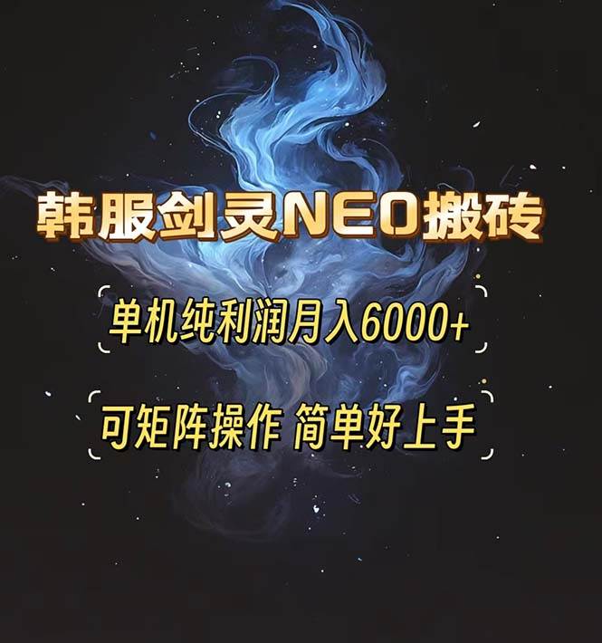 韩服剑灵NEO搬砖攻略，单机纯利润月入6000+ 可矩阵操作，简单好上手。-舜爸的藏宝库