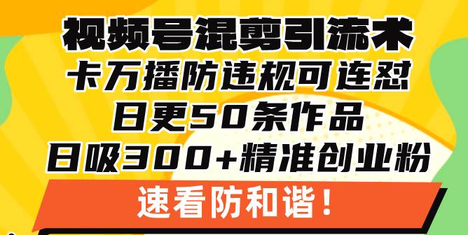 视频号混剪引流技术，500万播放引流17000创业粉，操作简单当天学会-舜爸的藏宝库