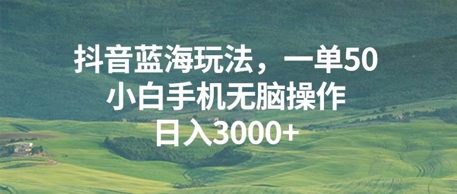 抖音蓝海玩法，一单50，小白手机无脑操作，日入3000+-舜爸的藏宝库