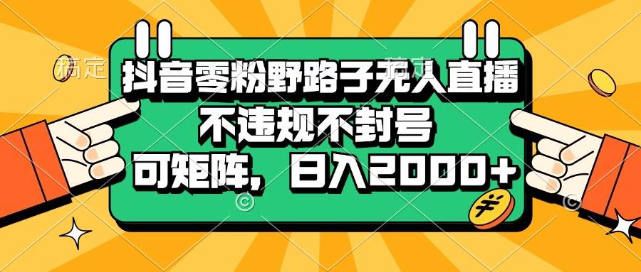 抖音零粉野路子无人直播，不违规不封号，可矩阵，日入2000+-舜爸的藏宝库