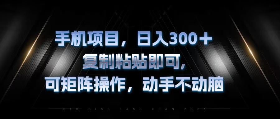 手机项目：日入300+，轻松复制粘贴，简单矩阵操作，动手不动脑！-舜爸的藏宝库