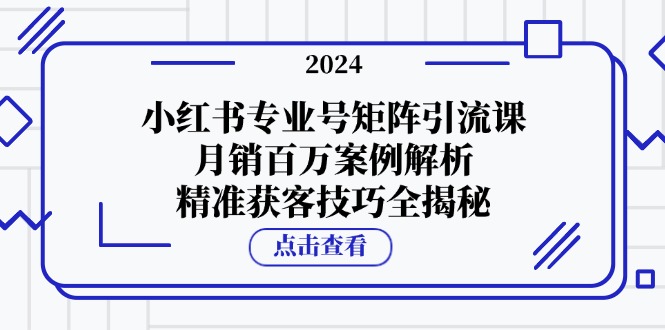 小红书专业号矩阵引流课程：月销百万案例深度解析，精准获客技巧全面揭秘！-舜爸的藏宝库