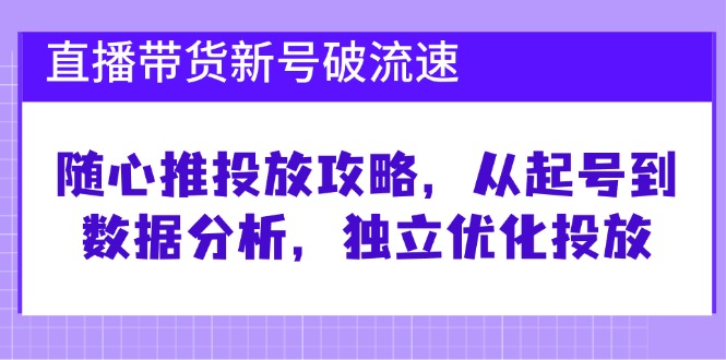 直播带货新号快速破局：随心投放攻略，全面解析从起号到数据分析的独立优化策略！-舜爸的藏宝库