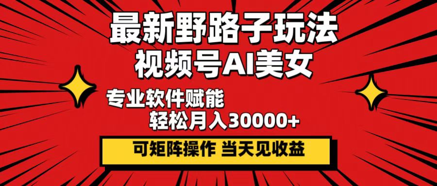 新潮玩法：视频号AI美女，轻松日赚，月入30000+轻而易举!-舜爸的藏宝库