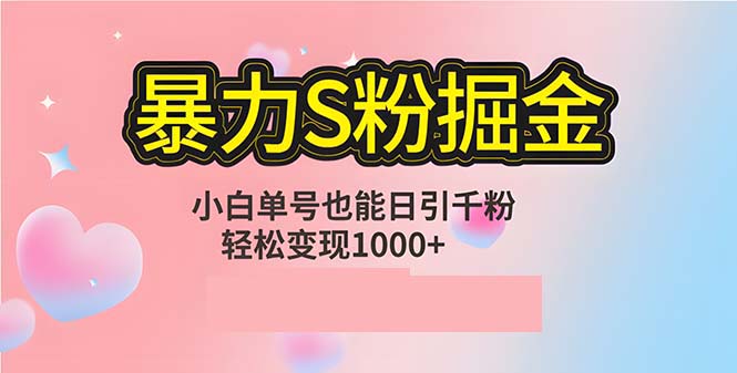 单人单机日引千粉，轻松变现1000+：S粉流量掘金计划全攻略-舜爸的藏宝库