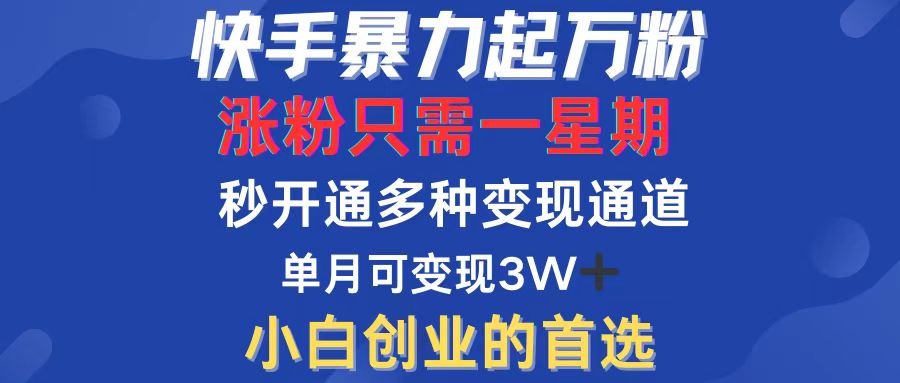 快手快速涨粉攻略：一周突破万粉，多种变现模式轻松启动-舜爸的藏宝库