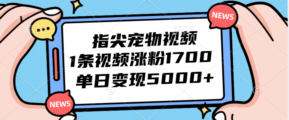 指尖宠物视频：单条视频引流1700粉丝，日赚5000+-舜爸的藏宝库