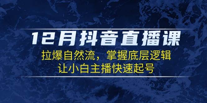 12月抖音直播课：拉爆自然流，掌握底层逻辑，让小白主播快速起号_付费教程虚拟资源创业项目网-舜爸的藏宝库